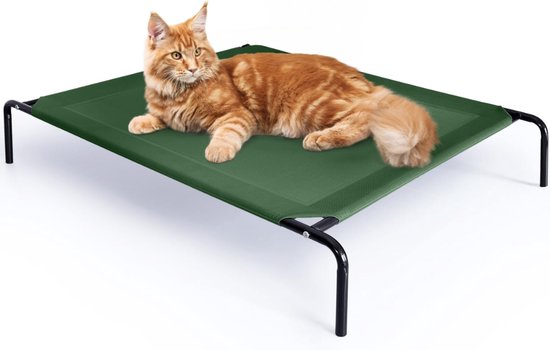 Foto: Jaxy hondenstretcher hondenbed verhoogd hondenbank honden ligbed hondenstretchers hondenbed op pootjes draagbaar 87 x 55 x 20 cm s groen