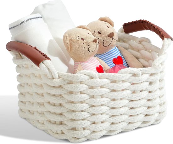 Gevlochten wasmand met handvat - Opbergmand voor speelgoed en was