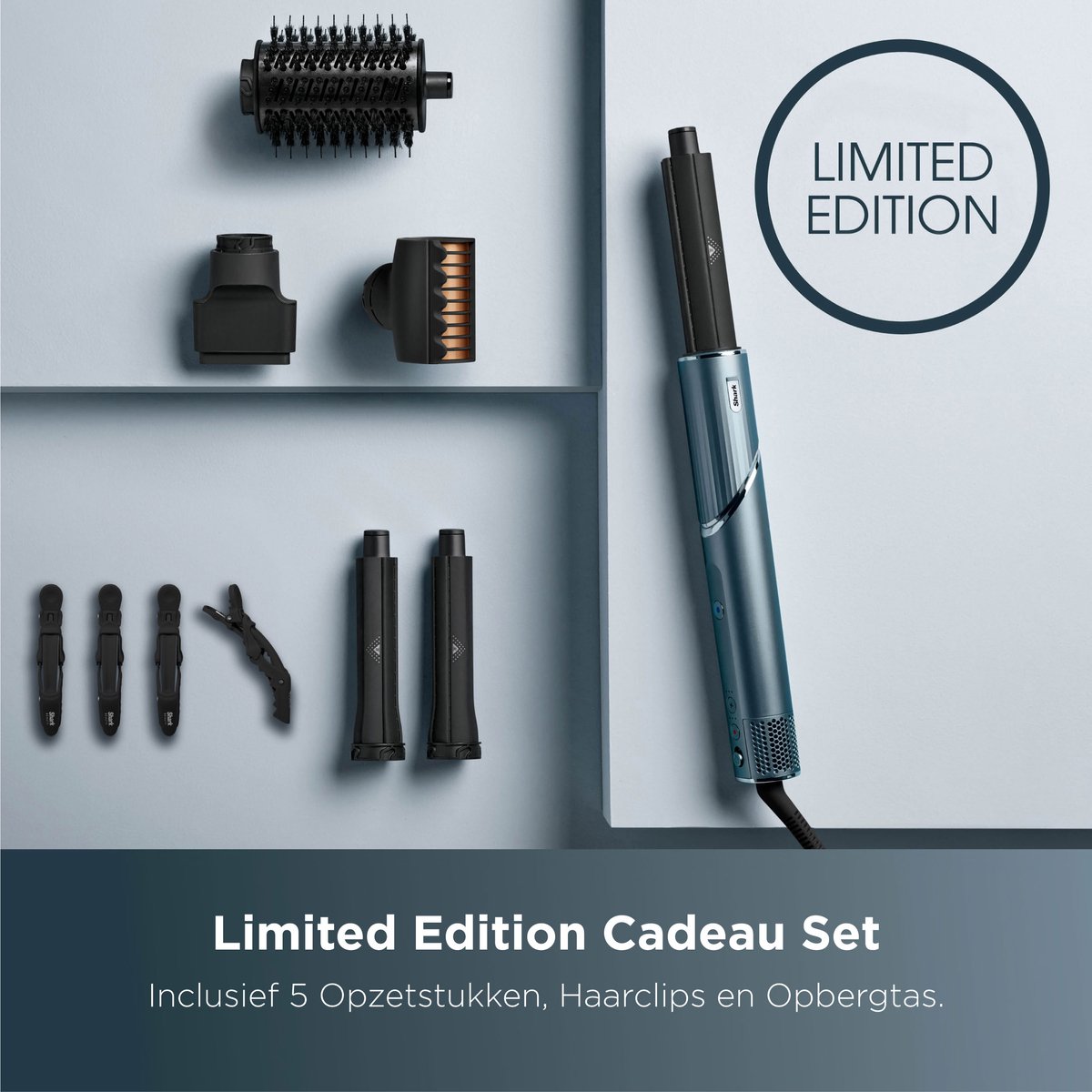 Shark FlexStyle Limited Edition 5-in-1 Föhn en Multistyler - Airstyler Concentrator Krultang en meer - Blauw - HD450TLEU