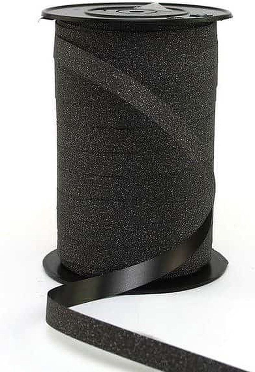 Krullint Glitter Zwart - 10mm