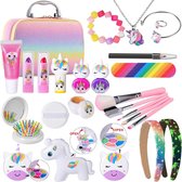 Make up Koffer Meisjes - Kinder Speelkoffer met Inhoud - Makeupset voor Kinderen - Regenboog met Eenhoorns - Voor jouw Prinsesje
