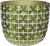 Ideas4seasons Bloempot/plantenpot ruit motief Hanoi - metallic groen - D10 x H8 cm - voor binnen