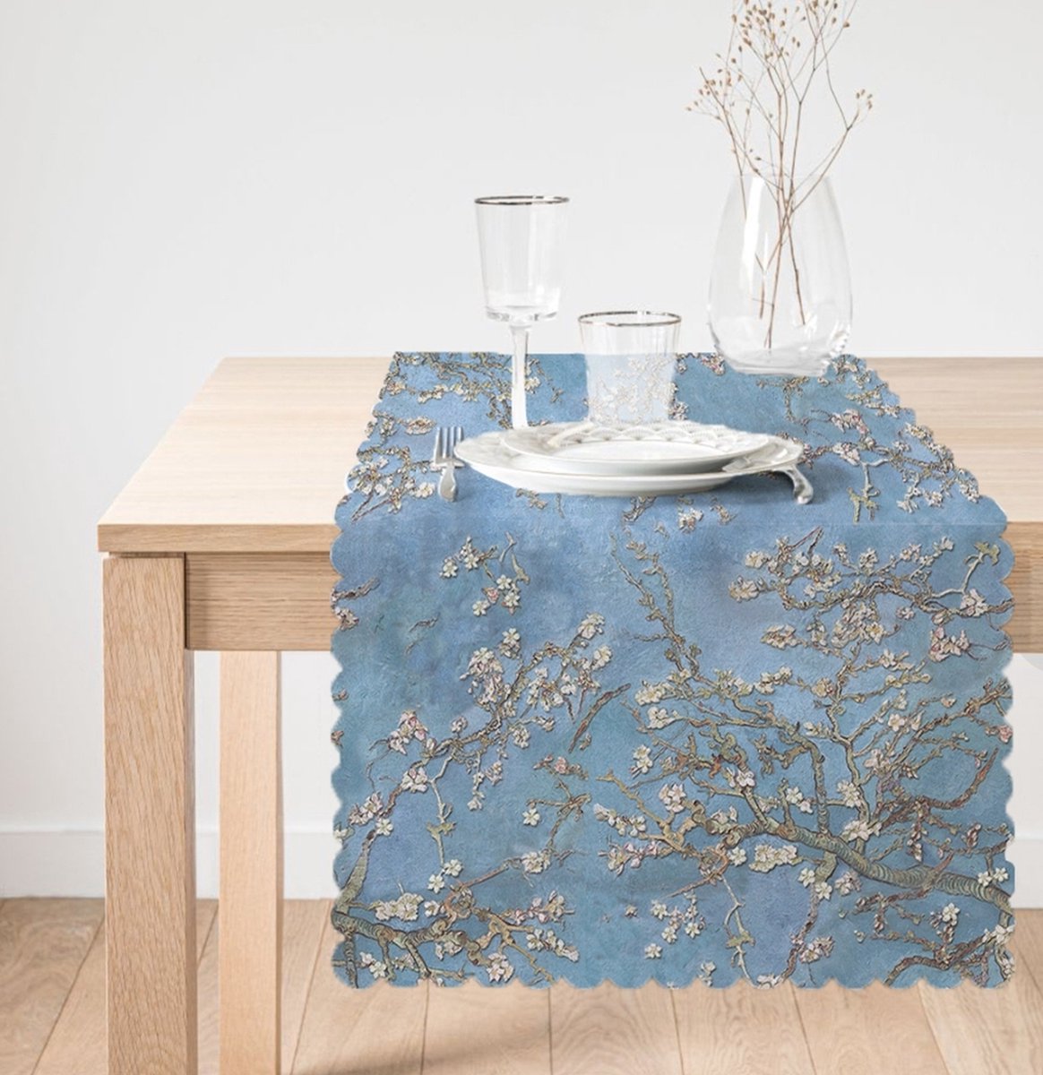 Velvet Tafelloper Textiel - 45x260 - Amandelbloesem, Van Gogh - Tafellaken