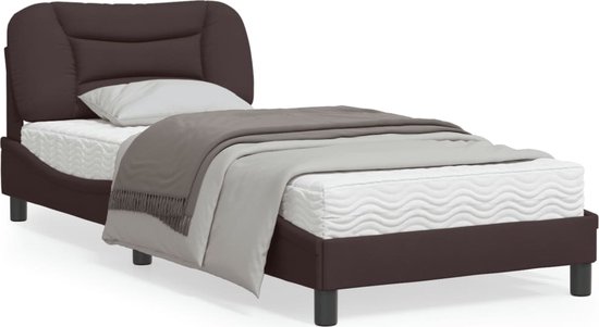 vidaXL - Bedframe - zonder - matras - "Hvar" - 90x200 - cm - stof - donkerbruin