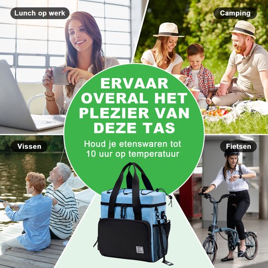 Brisby 4 Laags Geïsoleerde Koeltas - Lunchtas 15 liter - Zwart Blauw van Brisby — afbeelding 2