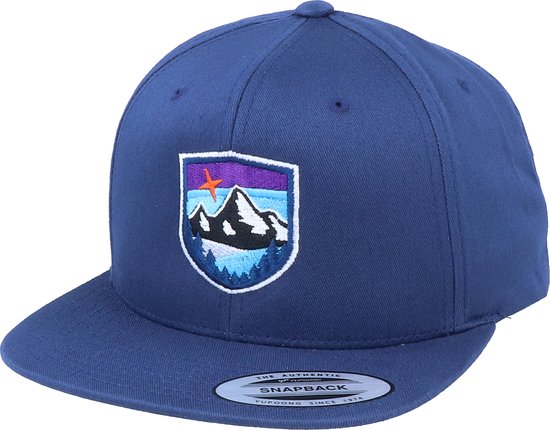 Hatstore- Organic Starry Mountain Badge Navy Snapback - Wild Spirit Cap