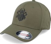 Hatstore- Bearded Skull Axe Wooly Combed Olive Flexfit - Vikings Cap