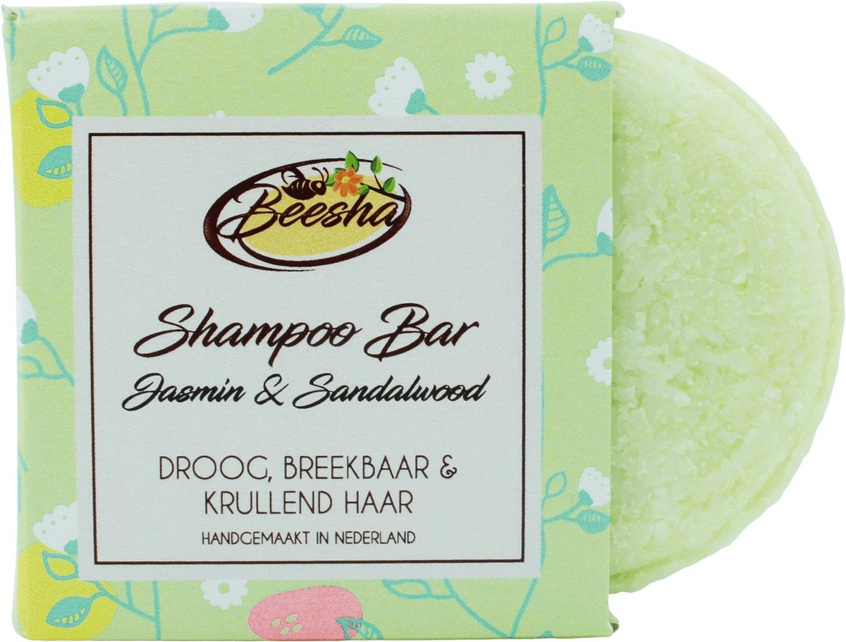 Beesha Shampoo Bar Jasmin & Sandalwood | 100% Plasticvrije en Natuurlijke Verzorging | Vegan Sulfaatvrij en Parabeenvrij | CG Proof