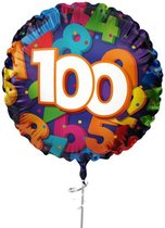 Folieballon ’’100’’ (45cm) - verjaardag - geschikt voor helium