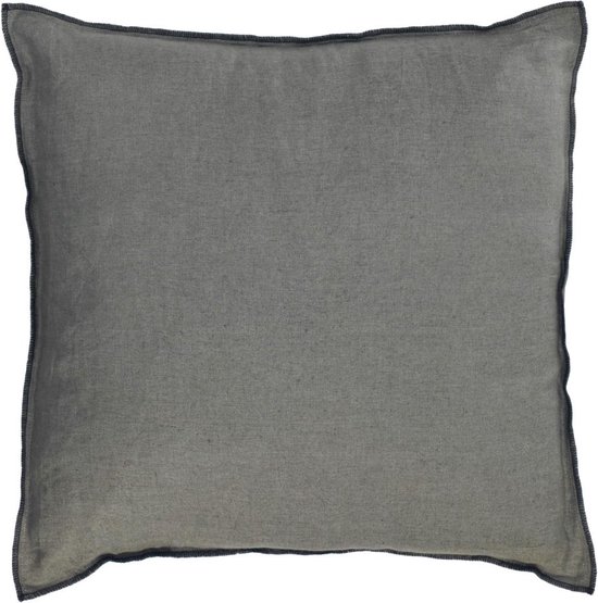 Kave Home - Housse de coussin Etna 100% lin à rayures gris foncé 45 x 45 cm