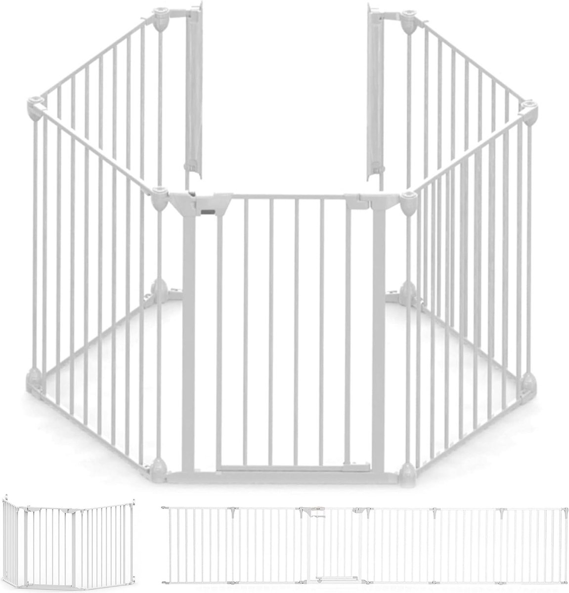 Noma 5 panelen Veiligheidshek - kamer verdeler - Tot 315 cm - wit - kachelhek - veiligheidshek voor open haard - Noma