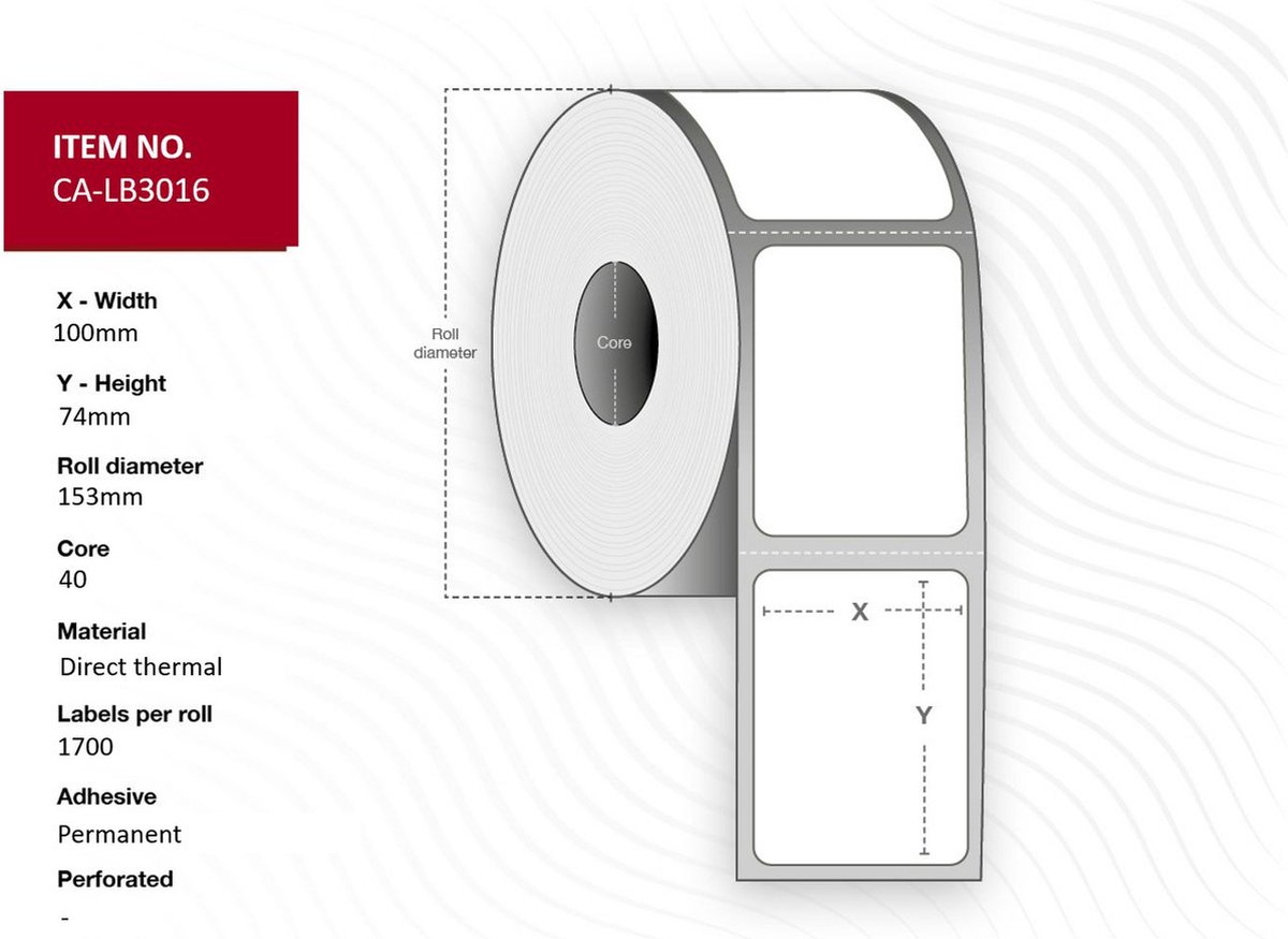 Capture CA-LB3016 printeretiket Wit