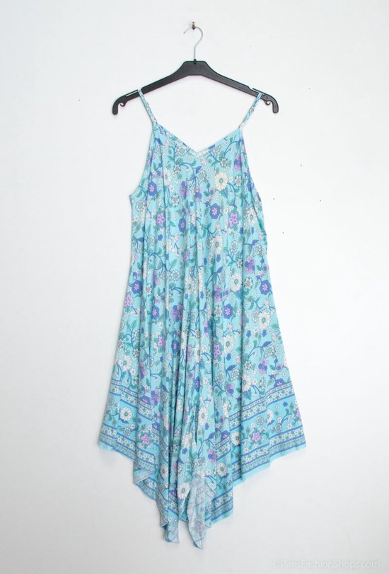 Robe longue femme Ariel motif floral bleu ciel bleu céleste blanc vert violet rose robe de plage XL/ XXL