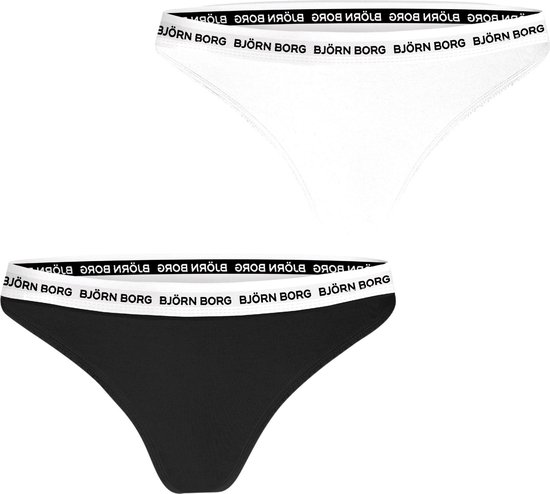 Björn Borg Core Logo - Thongs - Strings - Dames - 2 stuks - Dames - Zwart/Wit