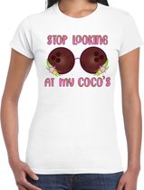 Toppers - Bellatio Decorations T-shirt de party Tropical pour femme - soutien-gorge en noix de coco - blanc - carnaval/soirée à thème L