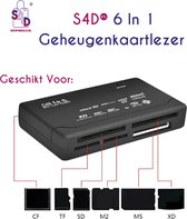 S4D® - Geheugenkaartlezer - Memorycard reader - Cardreader - 6 in 1 - Geschikt Voor CF, TF, MS, M2, SD en Micro SD Kaart