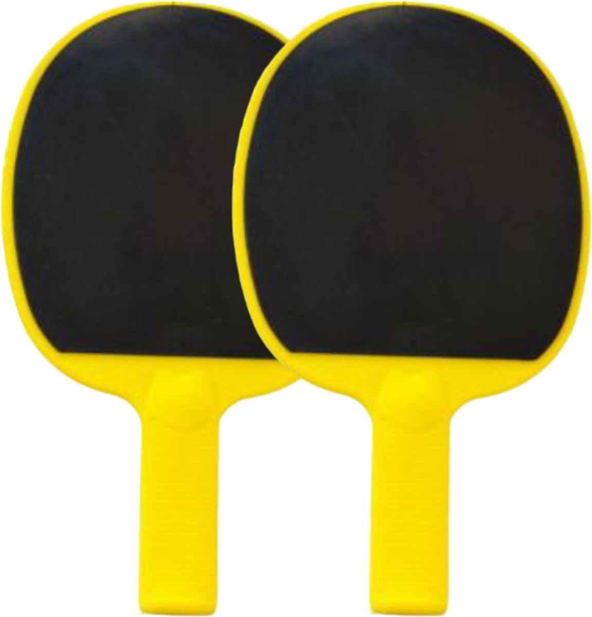 Guta Tafeltennisbats Kunststof + Rubber Geel Set 2 Stuks, Hufterproof, Indoor/Outdoor