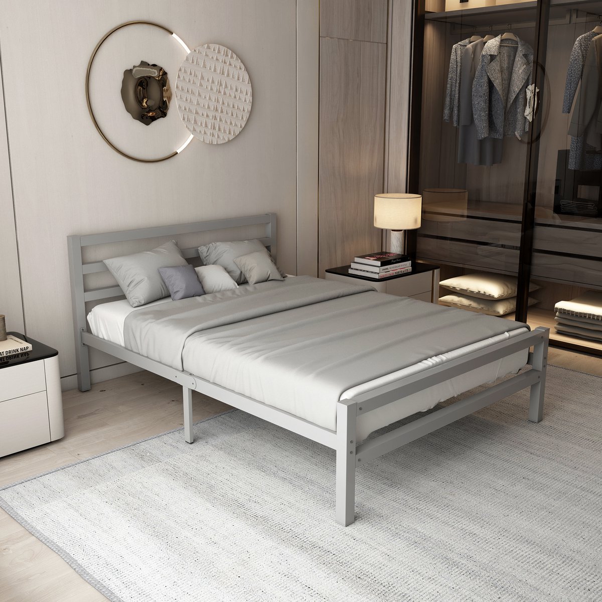 AirSleeperz® heavy duty metalen bedframe Job - Kleur grijs - Afmeting 140x200 cm - Voor 2 personen - Draagkracht 600 kg