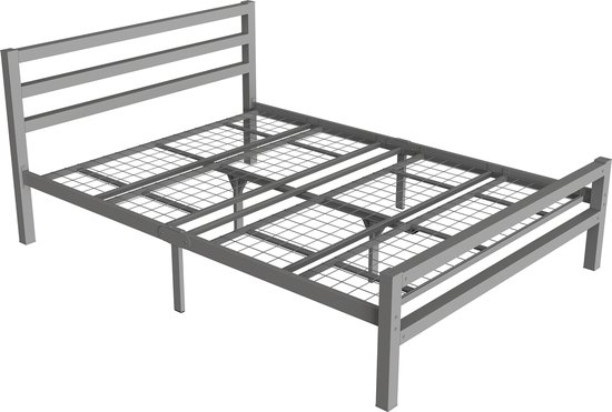 Cadre de lit en métal robuste AirSleeperz Burhara - Couleur gris - Dimensions 140x200 cm - Pour 2 personnes - Capacité de charge 600 kg