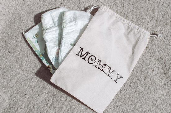 Mommy musthaves bag - bewaarzakje - luier etui - reserve kleding tas - organizer bag - speelgoed opberger - multifunctioneel - binnen tas - katoen - naturel - kraamcadeau - luiertas accessoire van Mommy musthaves — afbeelding 5