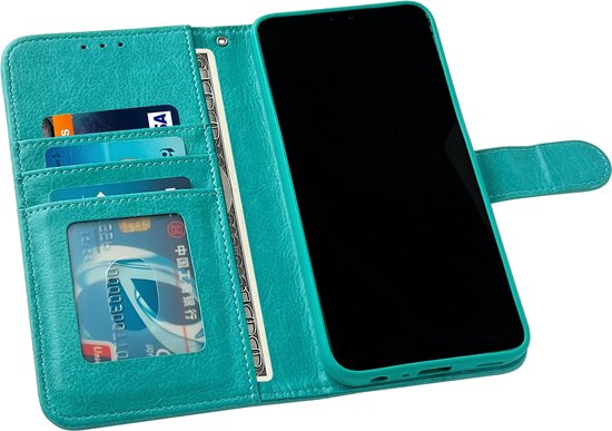 Casemania Étui pour Samsung Galaxy A35 - Turquoise - Étui portefeuille de Luxe en simili cuir