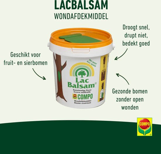 COMPO LacBalsam wondafdekmiddel - kunstmatige korst - voor fruit- en sierbomen - emmertje 1kg - Compo