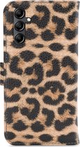 My Style Telefoonhoesje geschikt voor Samsung Galaxy A14 Hoesje | My Style Flex Wallet Bookcase Portemonnee | Pasjeshouder voor 3 Pasjes | Telefoonhoesje voor Pinpas / OV Kaart / Rijbewijs - Leopard