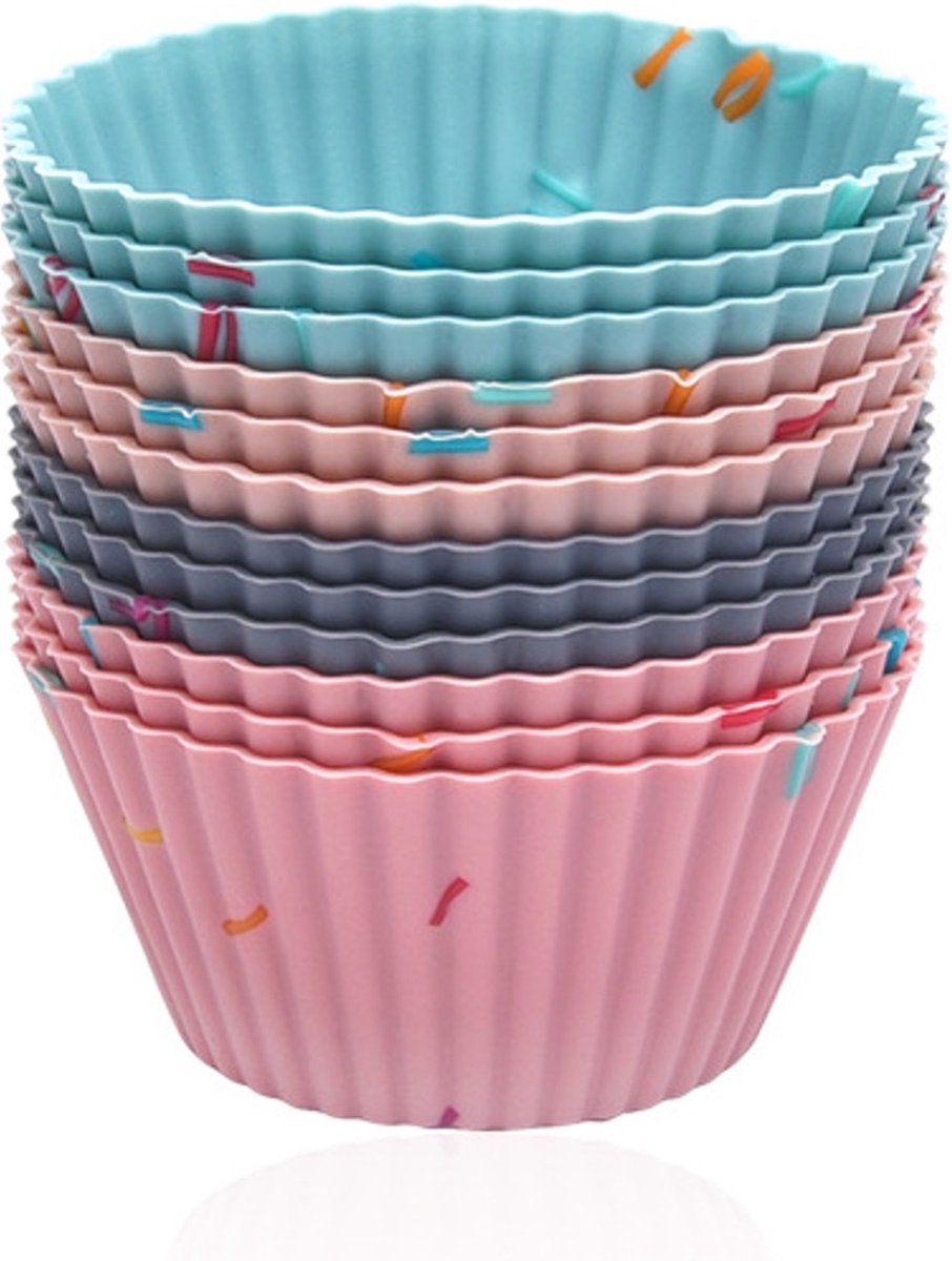 Oliva's - Bakvorm - Cupcake vormpjes - Muffinvorm - 4 kleuren - Siliconen - 16 stuks