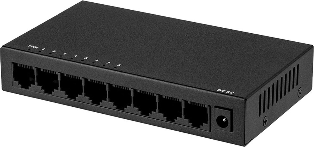 Technetix - 8-Poorts Gigabit Ethernet Switch – Plug & Play – Metalen Behuizing