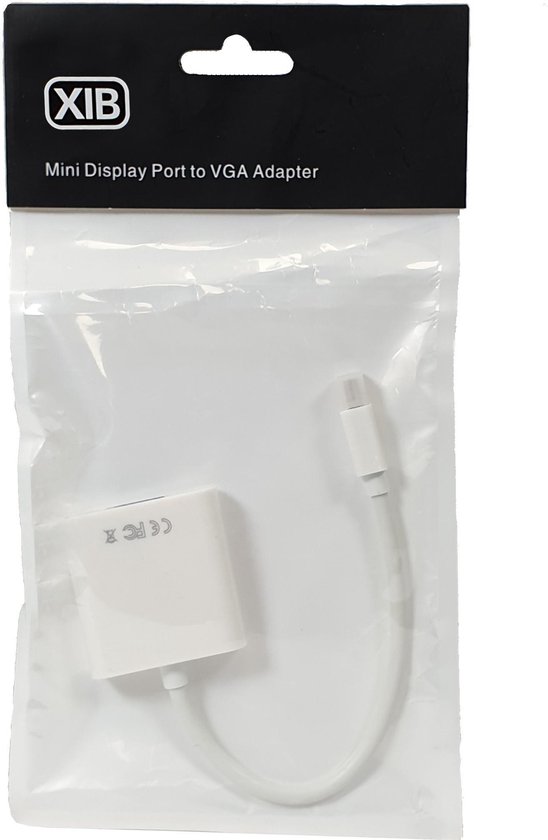 XIB Mini Displayport vers DVI VGA et HDMI carré / Adaptateur 3-en-1 / Mini DP vers DVI + VGA + HDMI - Blanc