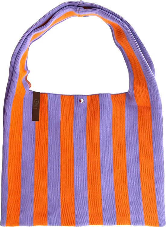 LOT83 Shopper Lois - Tote bag - Boodschappentas - Handtas - Lila / Oranje Gestreept - 35 x 45 cm