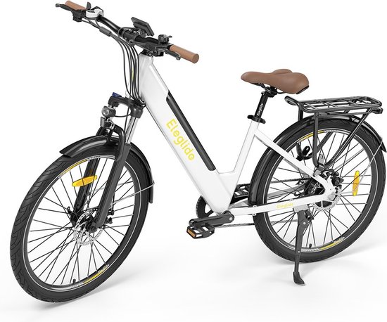 Eleglide T1 Step-Thru elektrische trekkingfiets 27,5 Inch CST-banden 36V 13Ah accu 250W borstelloze motor 25Km/h Shimano 7 versnellingen 100km maximaal bereik IPX4 waterdicht 120kg maximale belasting Dubbele schijfremmen - Wit