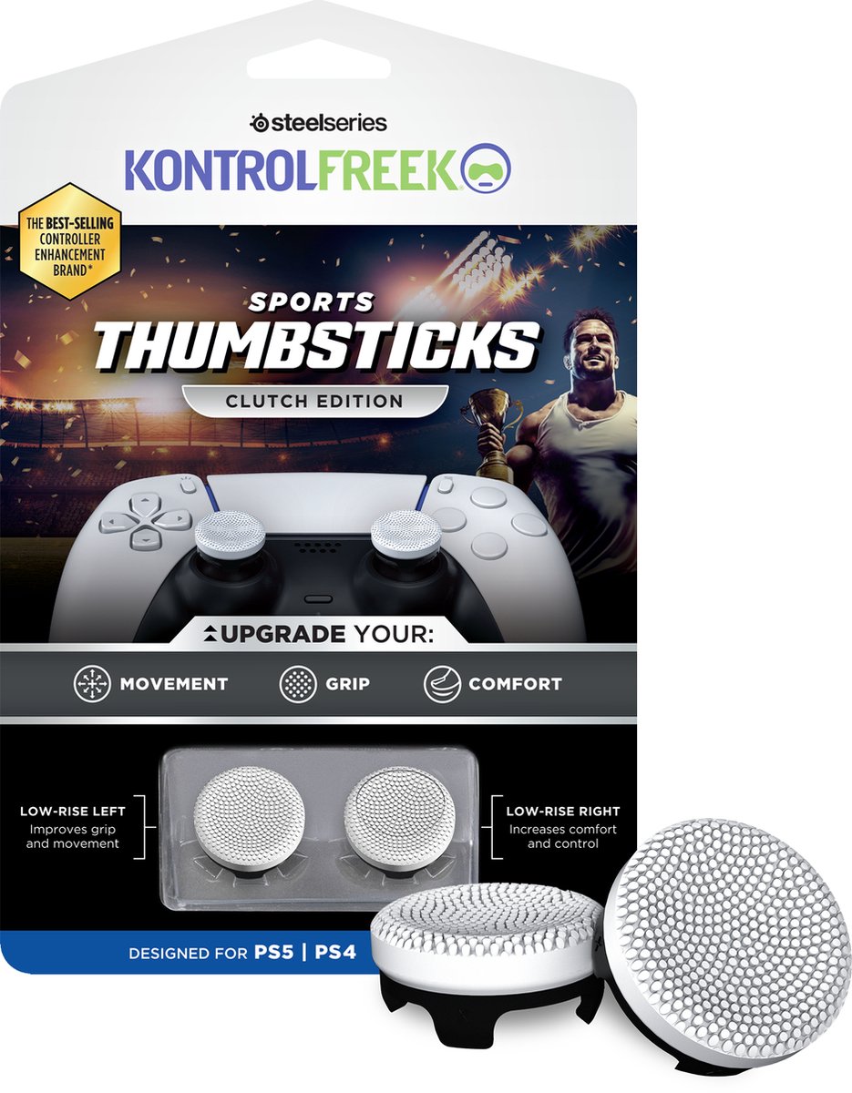 KontrolFreek Sports Clutch Thumbsticks - White/Black - PS5/PS4