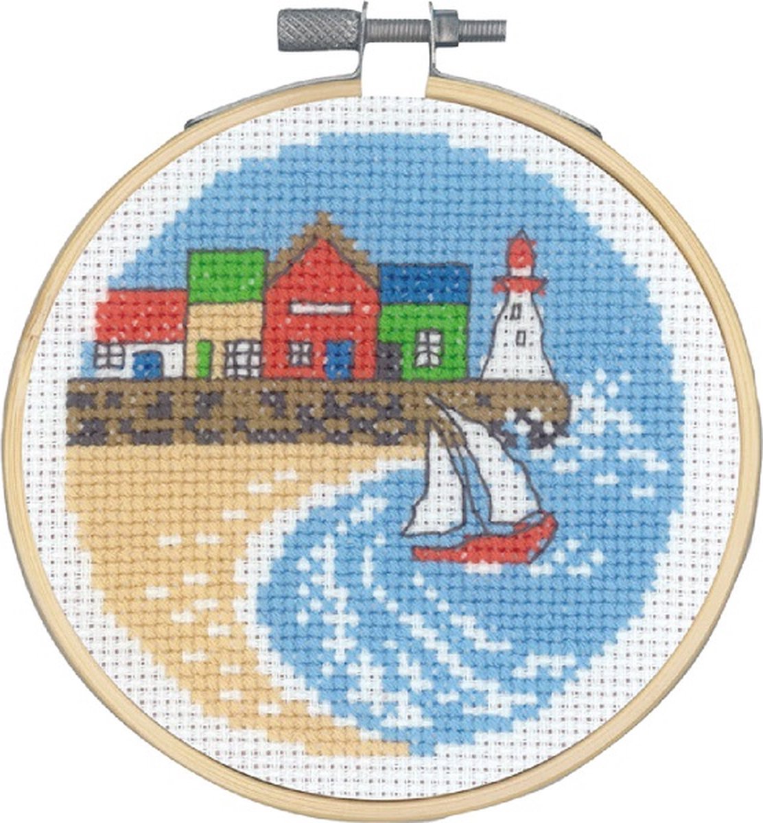 Borduurpakket huizen aan de haven van Permin 13-1420 excl borduurring