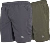 2-Pack Donnay Micro Fibre Short - Sportbroek - Heren - Charcoal/Jungle green (597) - maat M