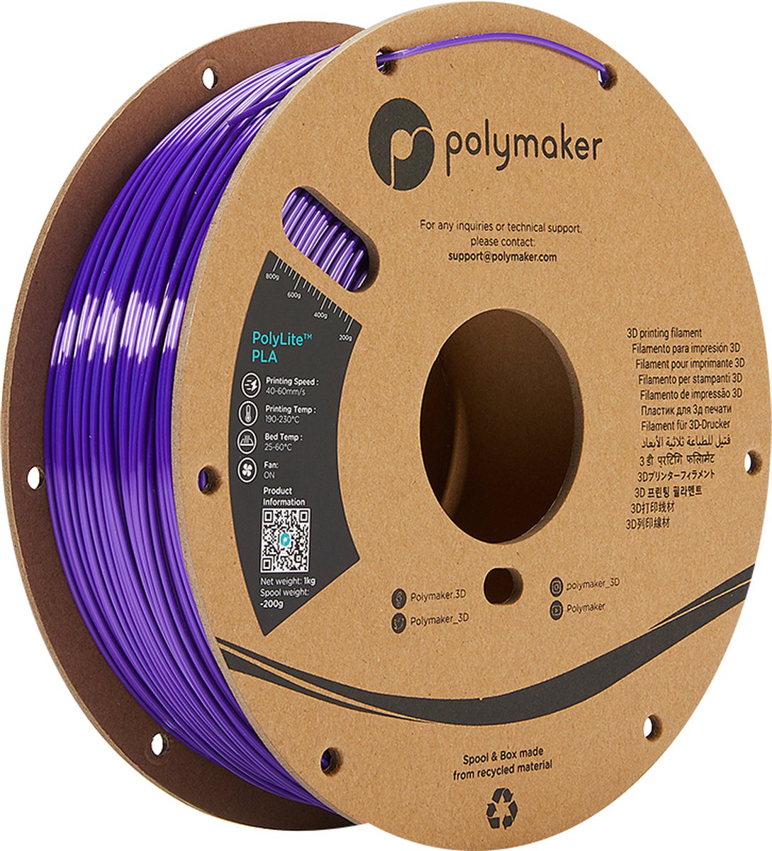 Polymaker PolyLite PLA Silk Purple 1.75 mm 1KG