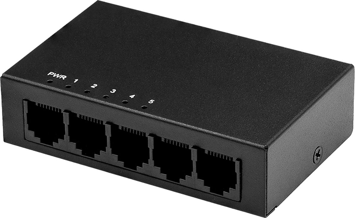 Technetix - 5-Poorts Gigabit Ethernet Switch – Plug & Play – Metalen Behuizing