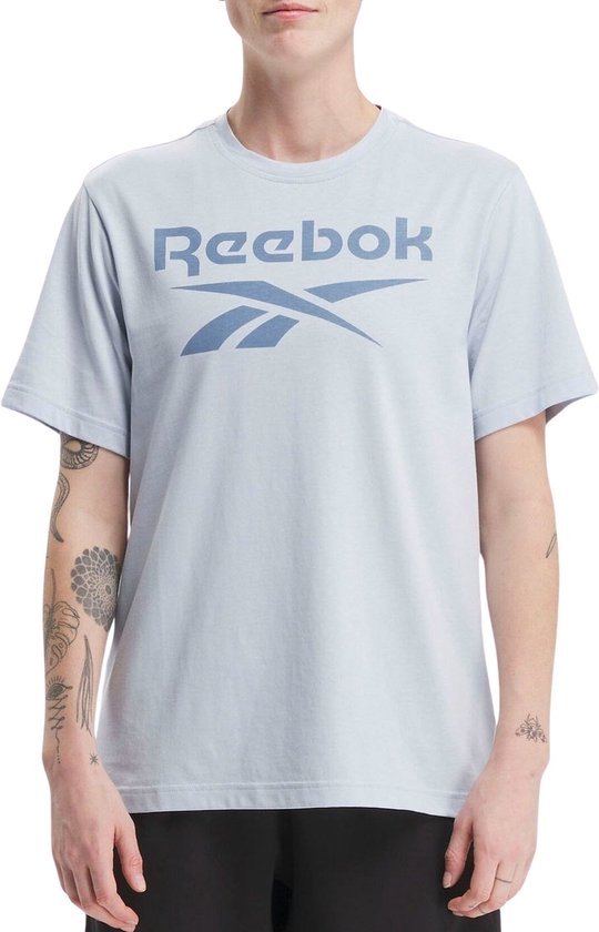 Reebok RI BIG STACKED LOGO TEE - Heren T-shirt - Blauw - Maat L