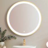 LOMAZOO Badkamerspiegel met Verlichting - Goud - Spiegel met Verlichting - Badkamer spiegel - 70 cm Rond [MIAMI]