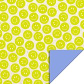 1 rouleau de Papier cadeau 70cm de large - Smiley Yellow Citron - Blue - Jaune - Blauw - Anniversaire - Couvertures de Boeken