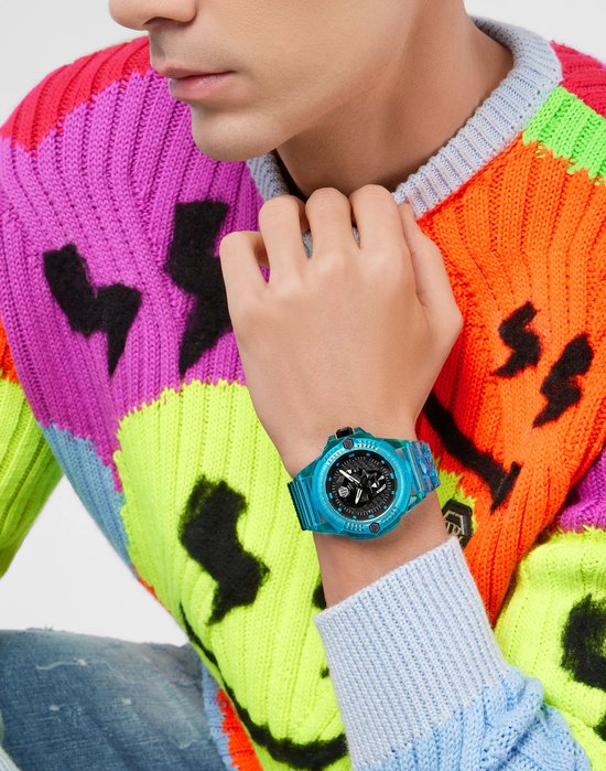 Montre Philipp Plein The $Kull Scuba Duba Edition PWWAA0724 - Plastique - Blauw - Ø 44 mm