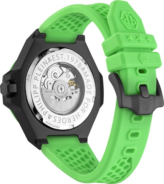 Philipp Plein Plein $Keleton Royal PWPFA0624 Horloge - Siliconen - Groen - Ø 46 mm