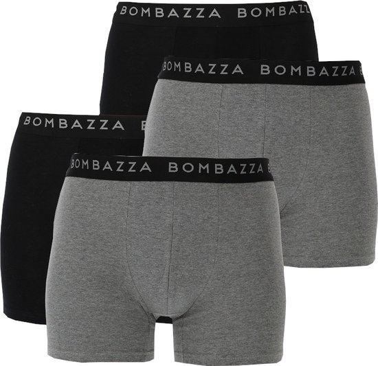 Bombazza - Heren Onderbroeken 4-Pack - Katoen - Boxershort - Combo Grijs/Zwart - Maat M