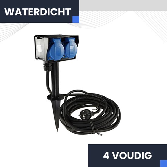 Foto: Fonkel buitenstopcontacten waterdicht met grondpin ip44 zwart tuinstopcontact met 10 m kabel stekkerdoos buiten 4 voudige tuincontactdoos dubbel stopcontact tuinstekkerdoos