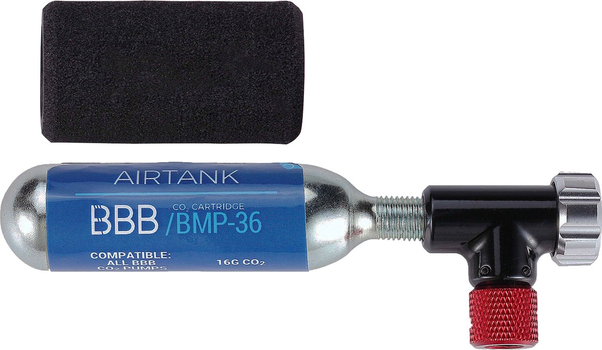 BBB Cycling EasyAir Minipomp - Fietspomp Co2 Patroon - Pomp Fiets Mini - Met Cartridge - Zwart - BMP-34