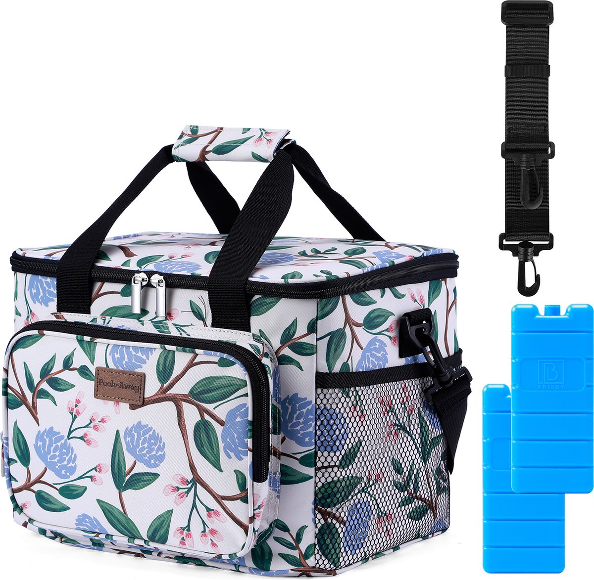 Packaway 4 Laags Geïsoleerde Koeltas - Lunchtas 15 liter - White Flower