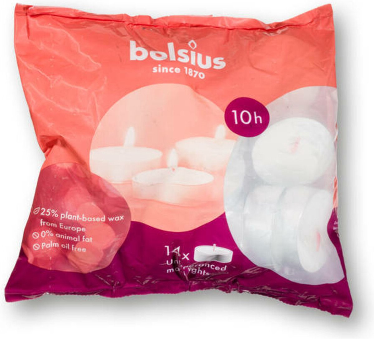 Bolsius Theelicht 10 Uur Wit 14 stuks