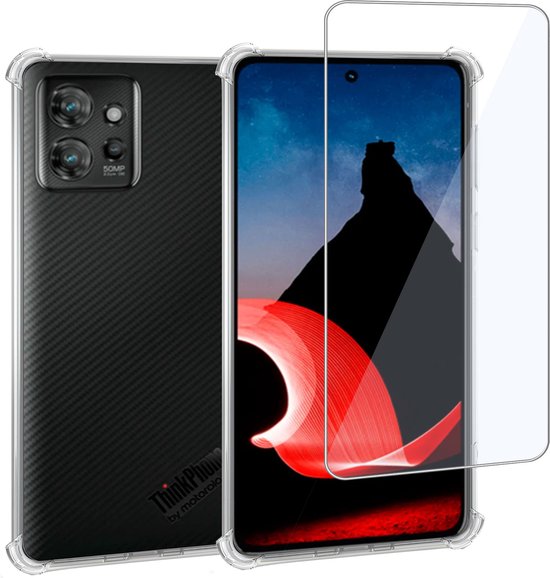 Convient pour Motorola ThinkPhone - Coque + Protecteur d'écran - Coque en Glas trempé + Coque antichoc - Transparent