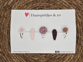 Try-out mix 4 - mix van verschillende speldjes - roze/paars - 3 cm speldjes