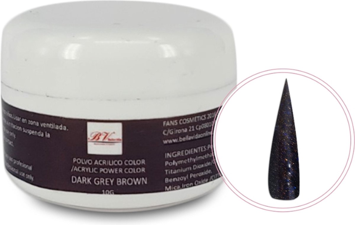 Goedkoopste Acrylic Powder 10g Dark Grey Brown